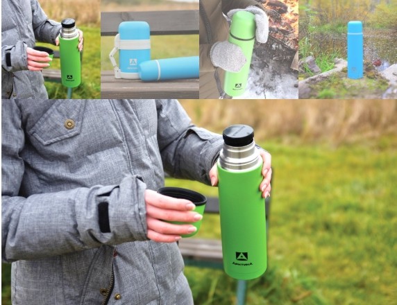 Термос Арктика с узким горлом классический, цветной, покрытие с эффектом пластика