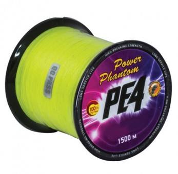 Шнур Power Phantom PE4, 1500м  (флуоресцентный желтый)