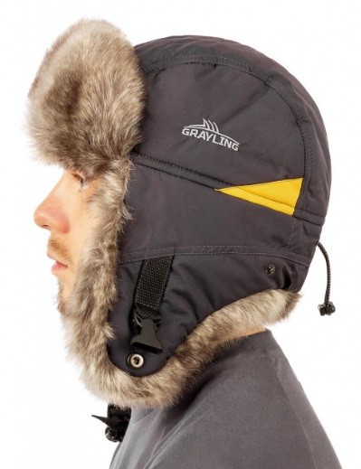 Шапка-ушанка Novatex Nelma (Нельма) NEW (таслан, серо-желтый) L