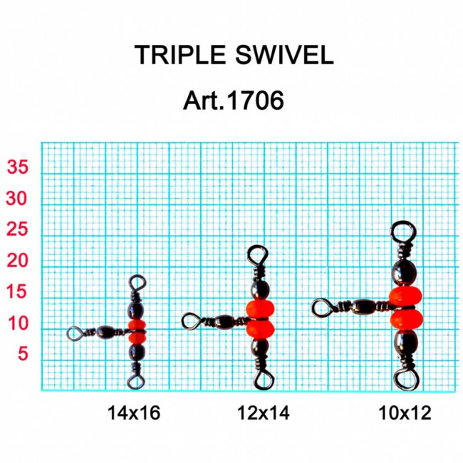 Вертлюжок Fish Season на три направления, красная бусина Вертлюжок Fish Season на три направления, красная бусина